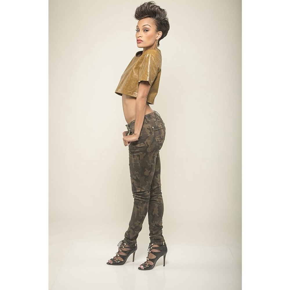 Poetic Justice MAYA SKINNY Women's 30 Curvy Fit CAMO ROCKER Stretch Jeans 12 - Picture 9 of 10